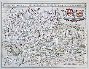 Kupferstich- Karte, n. Mercator bei Bleau, "Salzburg Archiepiscopatus, et Carinthia Ducatus".