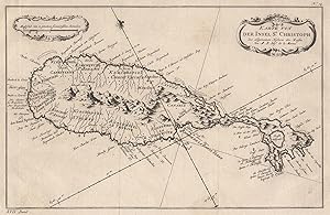 Kupferstich- Karte, n. Bellin, "Karte von der Insel St. Christopher".