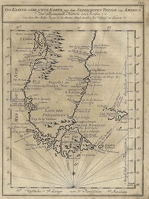 Kupferstich- Karte, n. Bellin, "Ins Kleine gebrachte Karte von dem sudlichsten Theile von America".