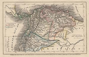 Stahlstich- Karte, b. B.I., "Venezuela, Neu Granada und Ecuador".