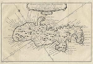 Kupferstich- Karte, n. Bellin, "Carte de de L'Isle St. Christopher".