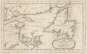 Kupferstich- Karte, v. Bellin, "Carte du Golphe de St. Laurent et Pays Voisins".