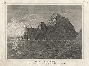 Landschaft, "Das Nordcap im Sonnenschein um Mitternacht".