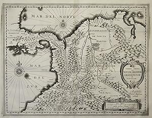 Kupferstich- Karte, v. J. Janssonius, "Terra firma et Novum Regnum Granatense et Popayan".