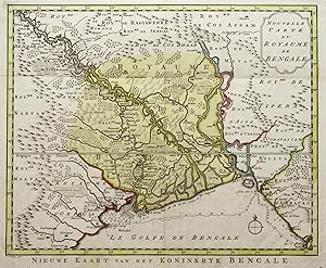 Kupferstich- Karte, v. J. v. Schley, " Nouvelle Carte du Royaume de Bengale. - Niewe Kaart .".