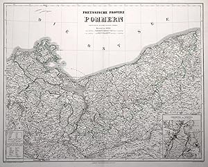 Stahlstich- Karte, v. Hensgen n. Kiepert u. Gräf, "Preussische Provinz Pommern".