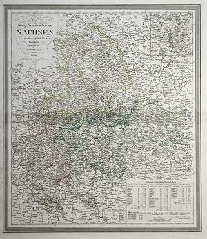 Stahlstich- Karte, n. C. F. Weiland, "Die Königl. Preussische Provinz Sachsen nebst den Herzogl. ...