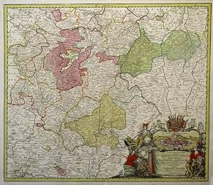 Kupferstich- Karte, b. J. B. Homann, "Tabula Geographica in qua . Principatvs Gotha, Cobvrg et Al...