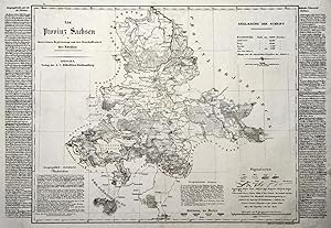 Lithografie- Karte, v. Eyrand f. Müller, "Die Provinz Sachsen in ihrer reinen Begrenzung und der ...