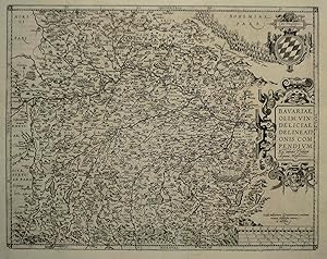 Kupferstich- Karte, n. P. Apian aus Ortelius, "Bavariae olim vindeliciae, delineationis compendivm".