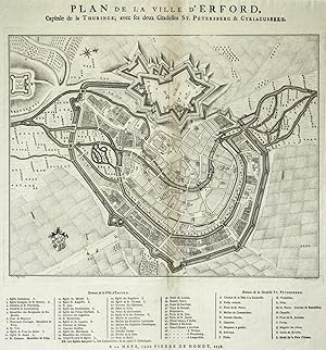 Stadtplan, "Plan de la Ville d'Erfurt. Capitale de la Thuringe .".