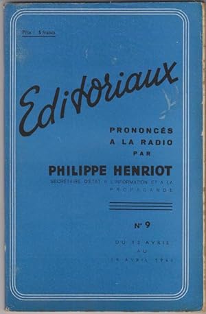 Editoriaux prononcés à la radio par Philippe Henriot n°9