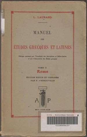 Manuel des études grecques et latines (Tome II : Rome)