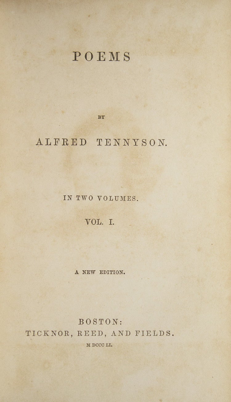 Poems by Tennyson, Alfred: 2 vols. 12mo (1851) A New edition. | The Old ...