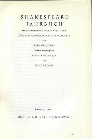 Deutsche Shakespeare-Gesellschaft . Jahrbuch 1955. Band 91.