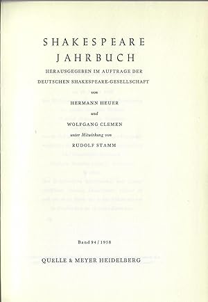 Deutsche Shakespeare-Gesellschaft . Jahrbuch 1958. Band 94.