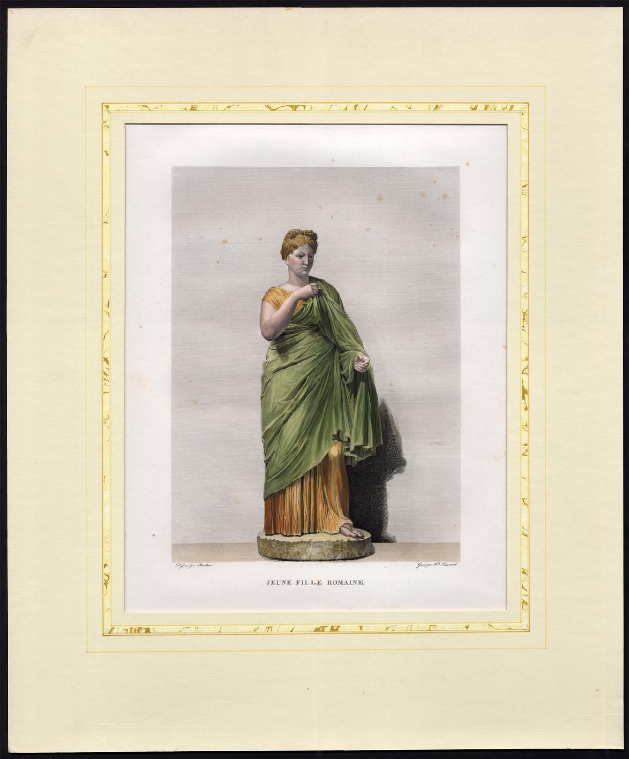 Antique Print-STATUE-ROMAN-FEMALE-ROBE-Laurent-Bouillon-1830: - ThePrintsCollector