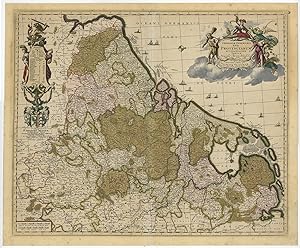 Large A1 Old Ortelius Friesland West Frisia Holland Netherlands Antique Map Plan
