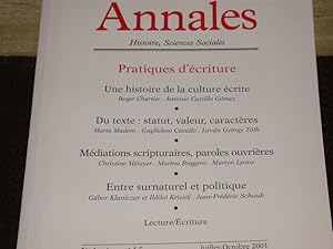Revue "Annales" Histoire, Sciences Sociales. Juillet-Octobre 2001