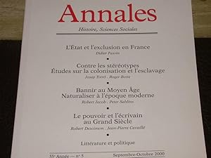 Revue "Annales" Histoire, Sciences Sociales. Septembre-Octobre 2000