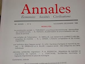 Revue "Annales" Economies Sociétés Civilisations. Novembre-Décembre 1990