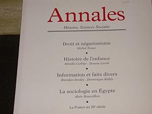 Revue "Annales". Histoire, Sciences Sociales. Novembre-Décembre 1999