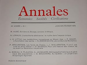 Revue "Annales" Economies Sociétés Civilisations. Janvier-Février 1979