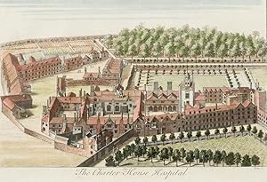 "The Charter House Hospital" [London]. / Hand Coloured Architectural Birds Eye View of The Charte...