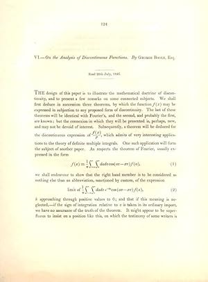 On the Analysis of Discontinuous Functions. 16 pages. [Read 20th July, 1846] AND On a certain Mul...