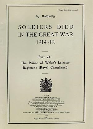 Soldiers Died in the Great War 1914-19 - Part 71. The Prince of Wales's Leinster Regiment (Royal ...