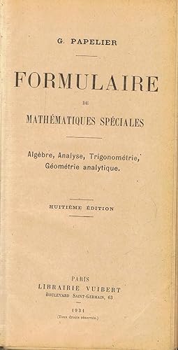 Formulaire Mathematiques Speciales Abebooks - 