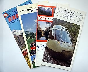 Ferrovie - 4 pieghevoli pubblicitari treni panoramici svizzeri