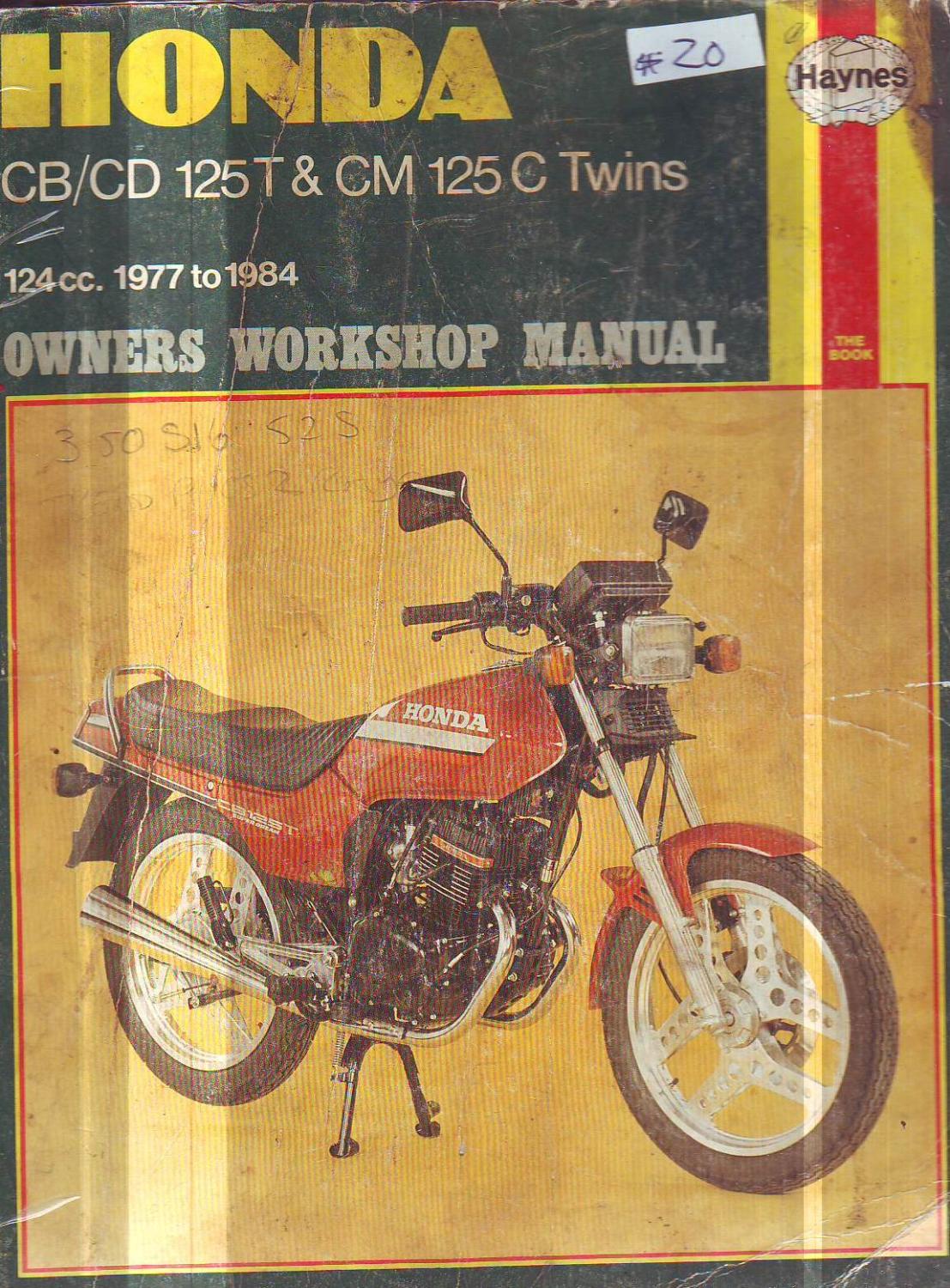 HONDA 125 CB125T CD125TC CM125 CC TWINS SERVICE WORKSHOP REPAIR MANUAL 1977-1984