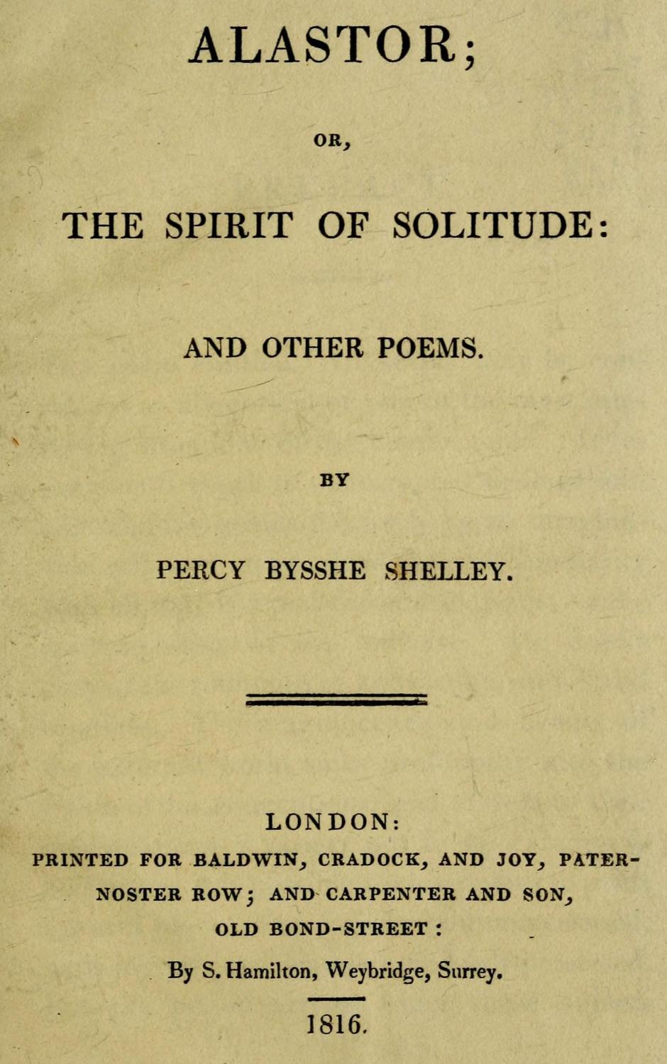 Alastor Spirit Solitude By Percy Bysshe Shelley Alastor Spirit Solitude By Percy Bysshe Shelley