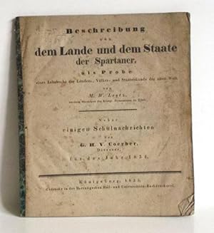 Beschreibung von dem Lande und dem Staate der Spartaner, als Probe eines Lehrbuchs der Länder-, V...