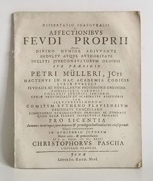 Dissertatio Inauguralis de Affectionibus Feudi Proprii.