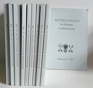 Mitteilungen des Mindener Geschichtsvereins. Jahrgang 1990/62 - 1999/71, (10 Hefte).