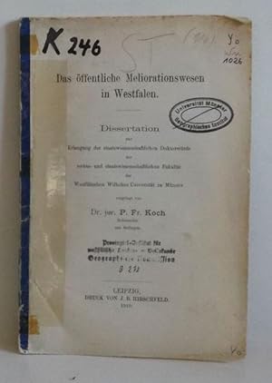 Das öffentliche Meliorationswesen in Westfalen - Dissertation, Uni. Münster. -(Dritter Abschnitt ...