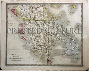 Map Of Greece, Original Antique Handcolored Map, C1830S