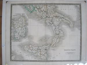 Map of South Italy, Original Antique Handcolored, C1830S