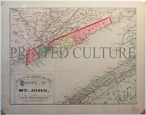 Map Of the County of St. John, New Brunswick, Original Antique Handcolored C1880S