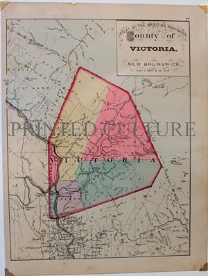 Map Of the County of Victoria, New Brunswick, Original Antique Handcolored c. 1880s