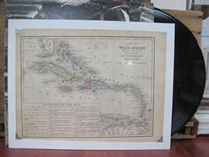 Map Of The West Indies, Original Antique Handcolored c. 1880s