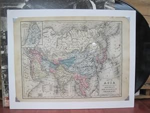 Map Of Asia, Original Antique Handcolored c. 1880s
