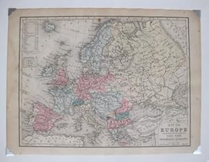 Map Of Europe, Original Antique Handcolored c. 1880s
