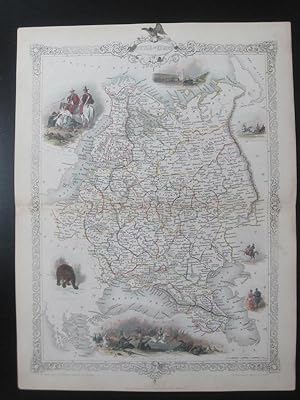 Map of Russia in Europe, Original Antique Hand Colored C1850s