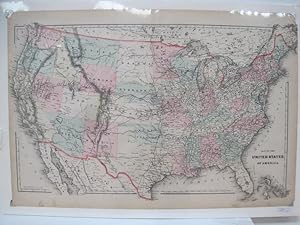 United States of America, Map, Original Antique, Hand Colored C1870s