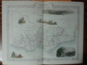 Victoria or Port Phillip, Map Antique 1850, John Rapkin.