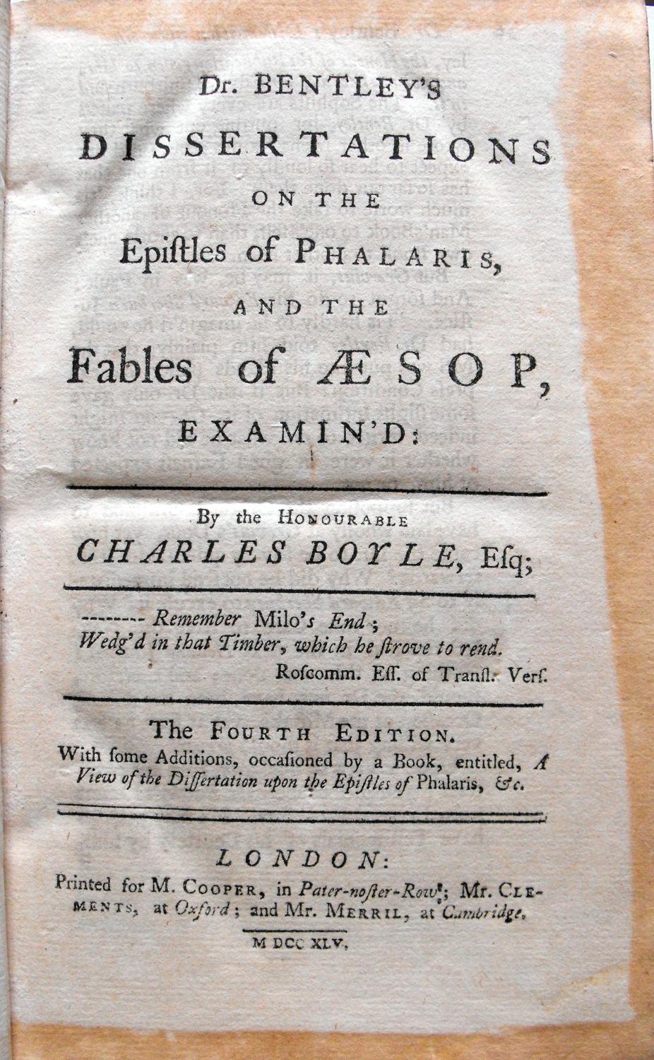 A dissertation upon the epistles of phalaris