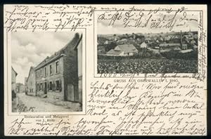 Ansichtskarte / Postkarte aus Oberwalluf i. RHG (heute 65396) - Restauration und Metzgerei von J....
